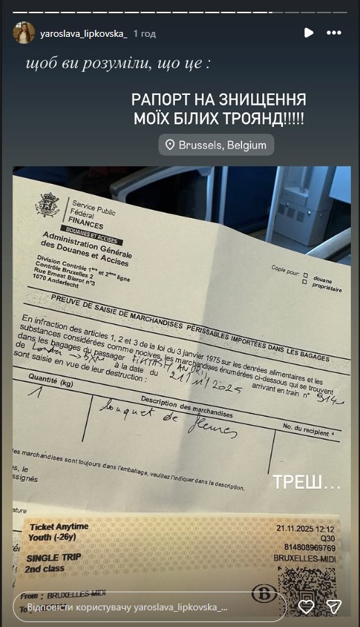 У Бельгії митники вилучили та знищили троянди артистки хору "Гомін"