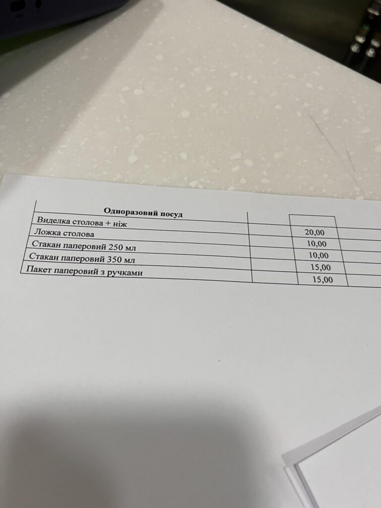 Костянтин Грубич опублікував цінник на одноразовий посуд в "Інтерсіті"